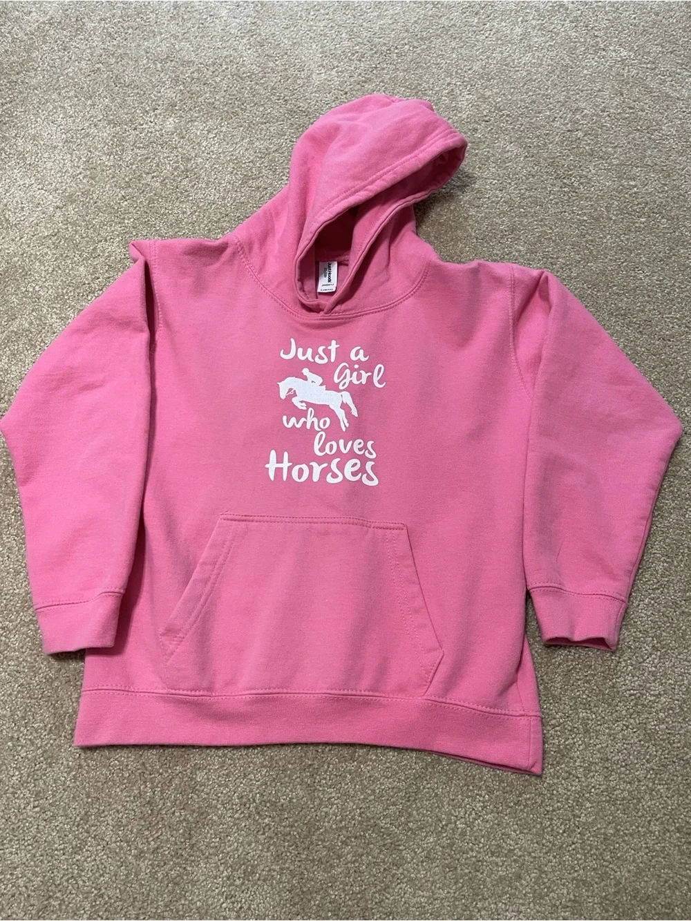Girls' Pink 'Just a Girl Who Loves Horses' Pullover Hoodie
